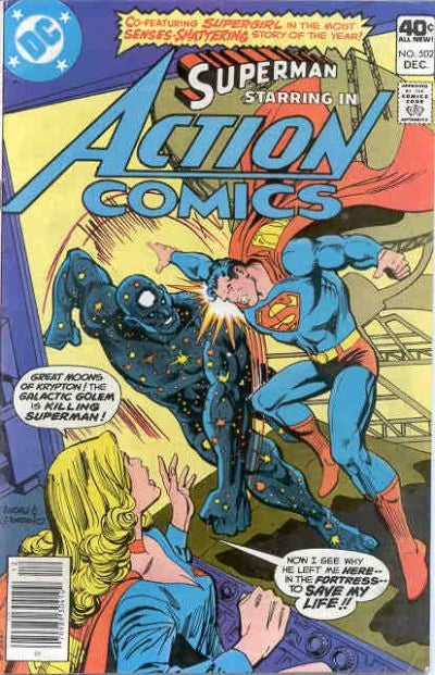 copertina del fumetto americano vintage 502 di superman's action comics del 1979 in lingua originale
