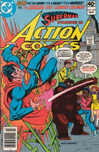 copertina del fumetto americano vintage 505 di superman's action comics del 1979 in lingua originale