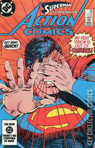 copertina del fumetto americano vintage 558 di superman's action comics del 1984 in lingua originale