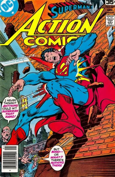 copertina del fumetto americano vintage 479 di superman's action comics del 1977 in lingua originale