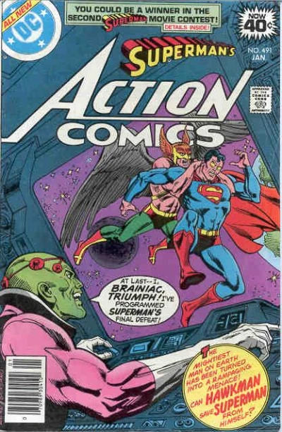 copertina del fumetto americano vintage 491 di superman's action comics del 1979 in lingua originale