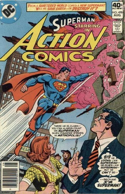 copertina del fumetto americano vintage 498 di superman's action comics del 1979 in lingua originale