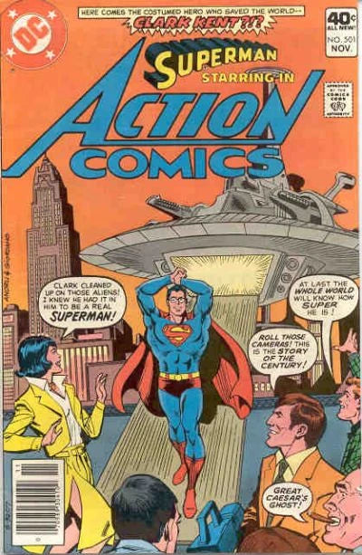 copertina del fumetto americano vintage 501 di superman's action comics del 1979 in lingua originale