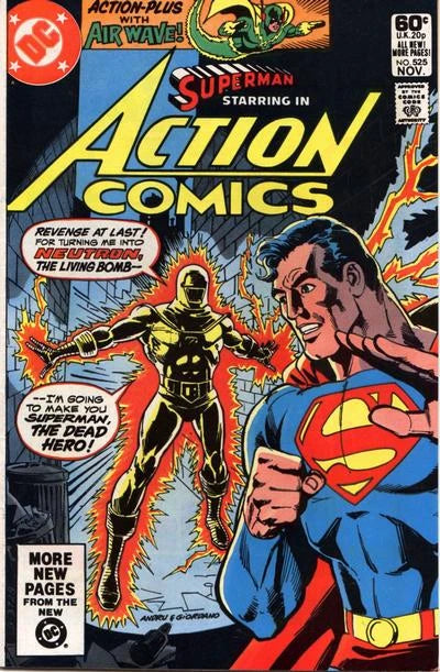 copertina del fumetto americano vintage 525 di superman's action comics del 1981 in lingua originale
